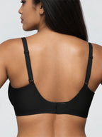 Holy Boxr JellyFit® bra in Black, back view showing adjustable straps and hook-and-eye fastening