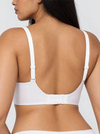 Holy Boxr JellyFit® bra in White, back view showing adjustable straps and hook-and-eye closure