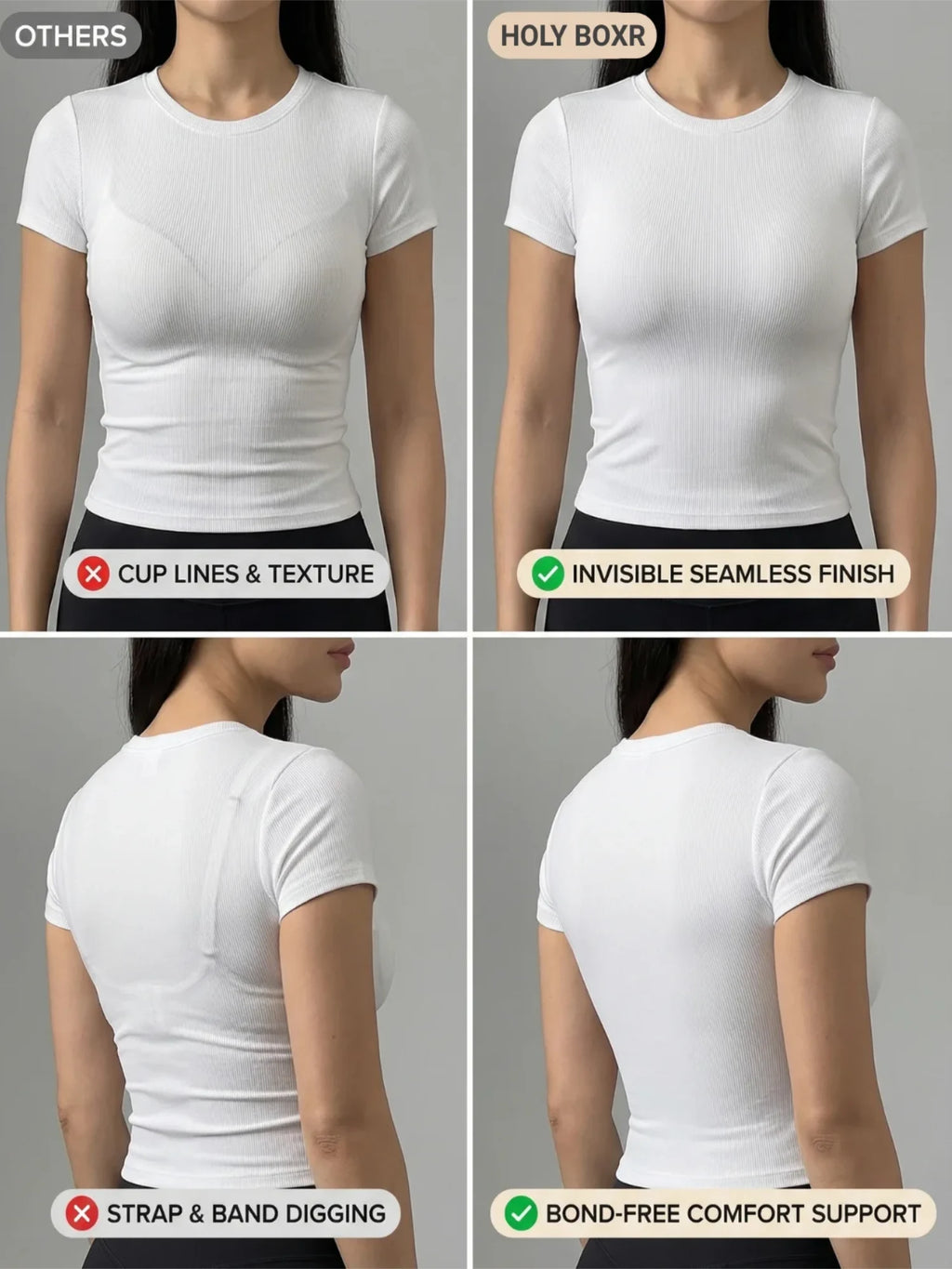 Comparison between regular bras and the jellyfit bra.